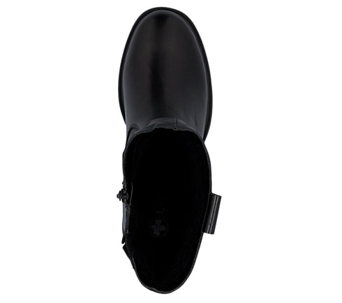 Ghete casual, dama, RIEKER, Y5257-00 negru, piele naturala, cu toc